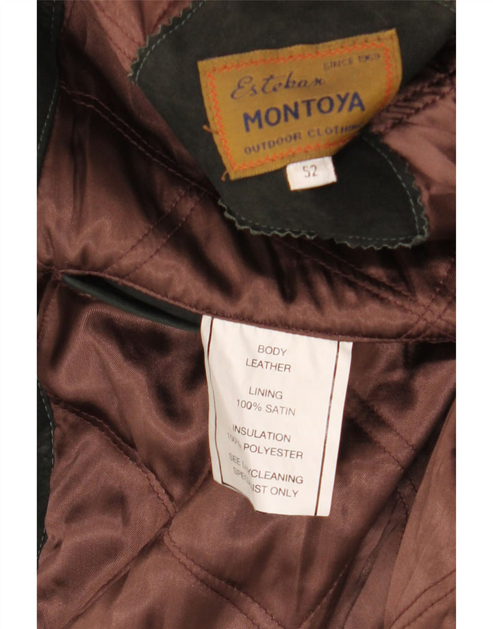 VINTAGE Ανδρικό Δερμάτινο Παλτό IT 52 XL Μαύρο Δερμάτινο