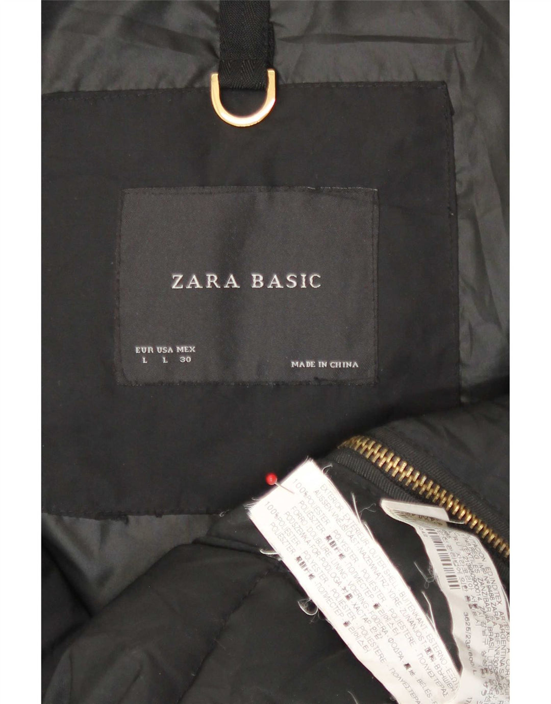Zara Γυναικείο μπουφάν με κουκούλα UK 16 μεγάλο μαύρο πολυεστέρα
