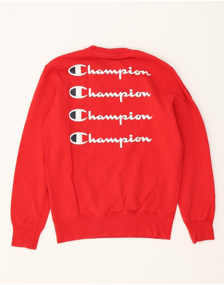 CHAMPION Mens Graphic Sweatshirt Jumper Small Red Cotton Vintage Champion and Second-Hand Champion from Messina Hembry 