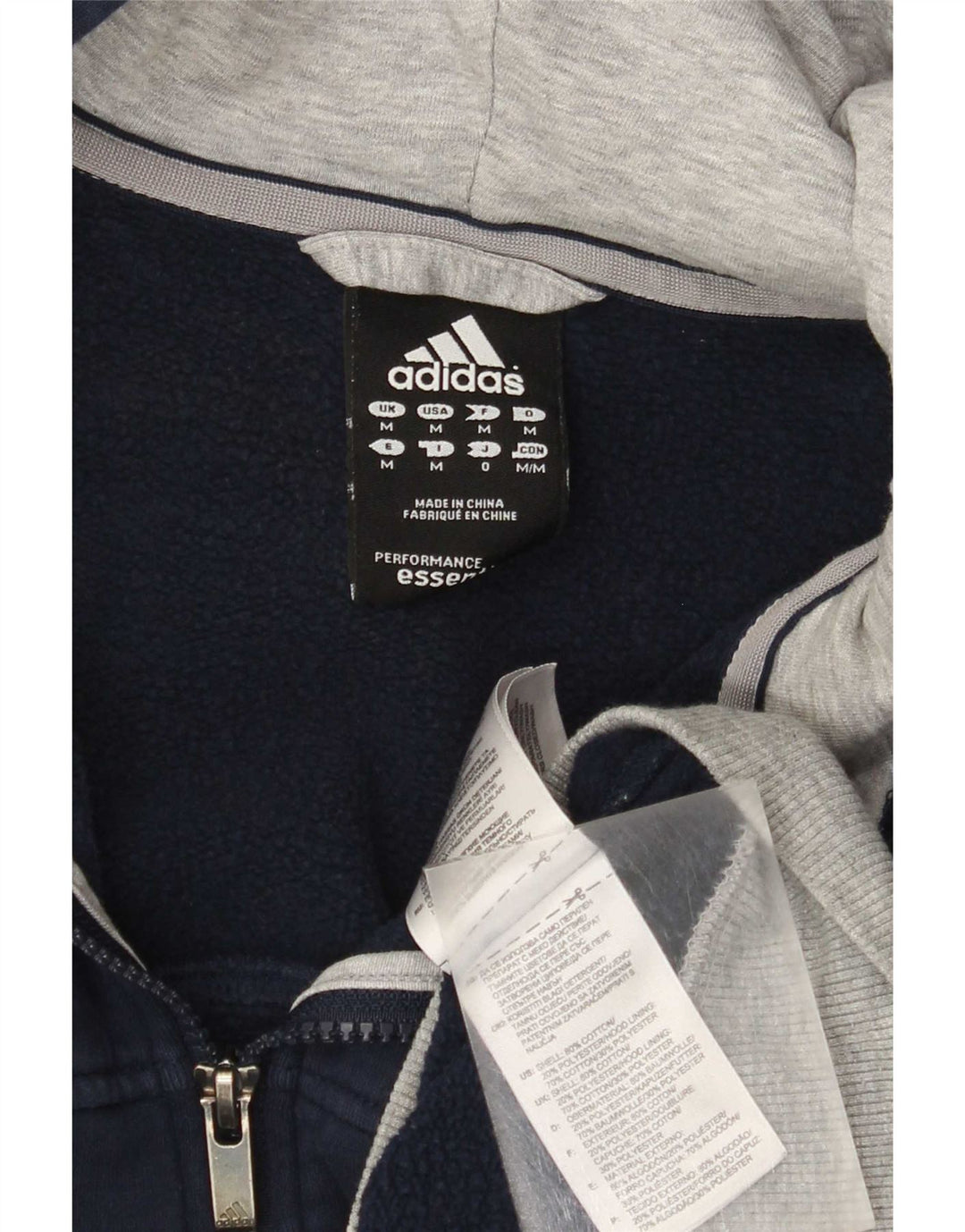 Ανδρικό πουλόβερ με κουκούλα με φερμουάρ Adidas, μεσαίο μπλε βαμβακερό