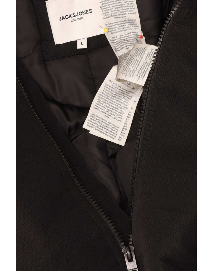 Jack & Jones Ανδρικό μπουφάν Parka με κουκούλα UK 40 μεγάλο μαύρο πολυεστέρα