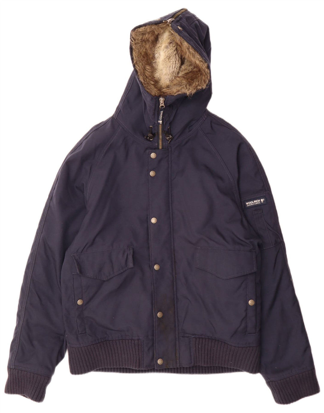 Woolrich Ανδρικό Bomber Jacket με κουκούλα UK 38 Medium Navy Blue Nylon