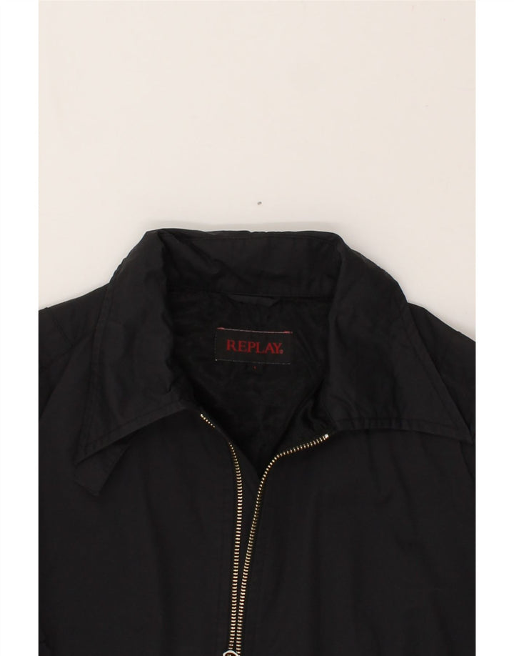 REPLAY Γυναικείο Graphic Bomber Jacket UK 14 Large Black Cotton