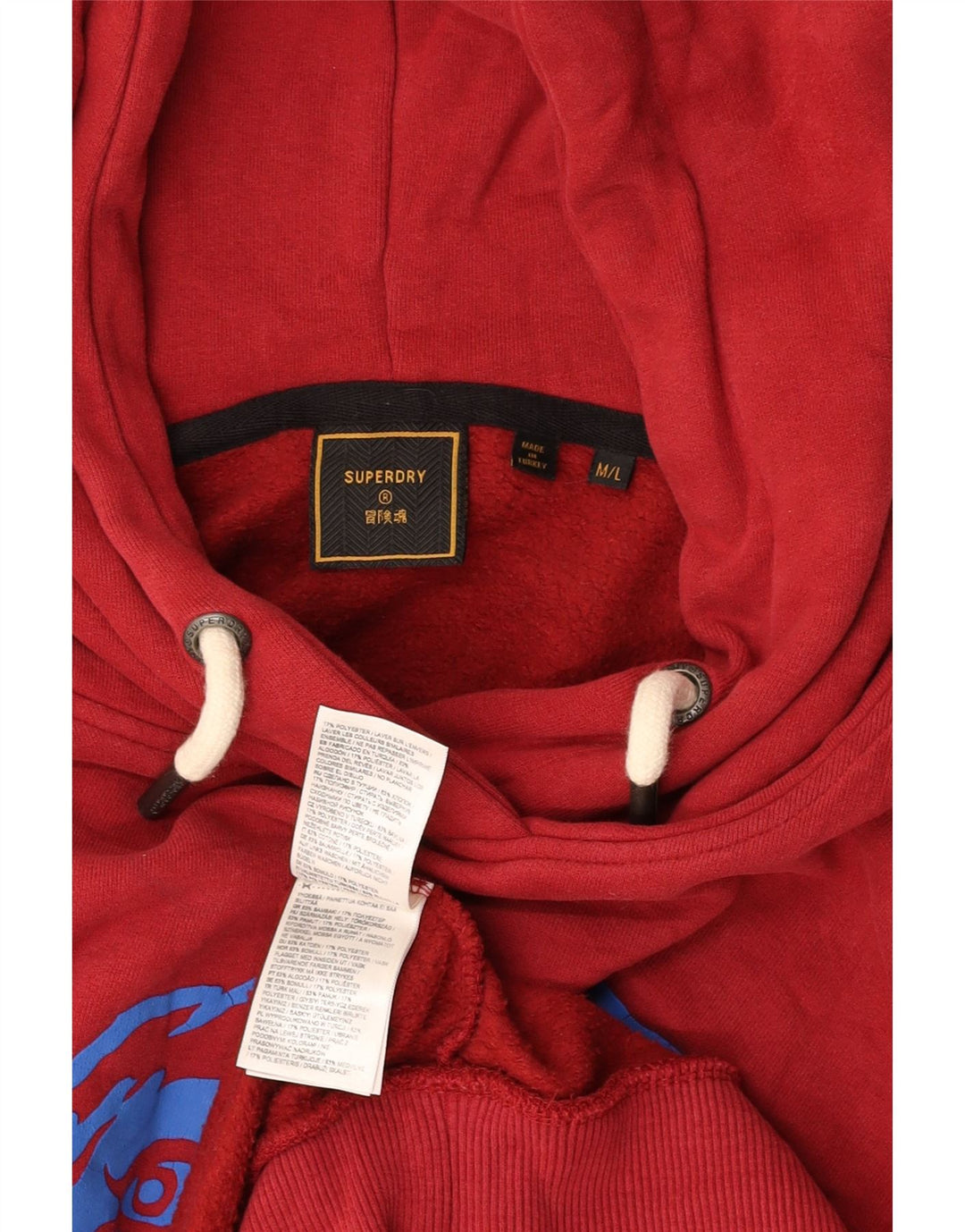 Ανδρικό γραφικό κουκούλα SUPERDRY, μεσαίο βαμβακερό μπορντό