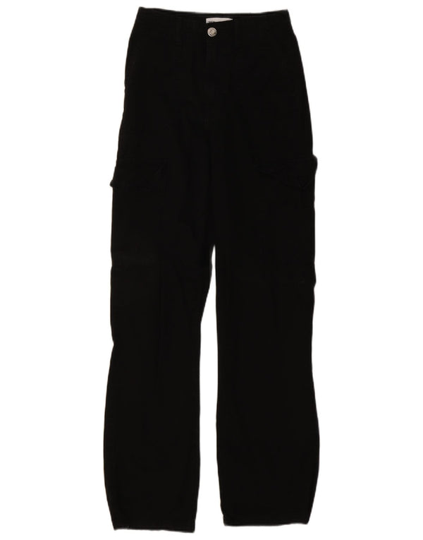 Zara Γυναικείο ίσιο παντελόνι Cargo EU 32 2XS W22 L29 Μαύρο βαμβακερό