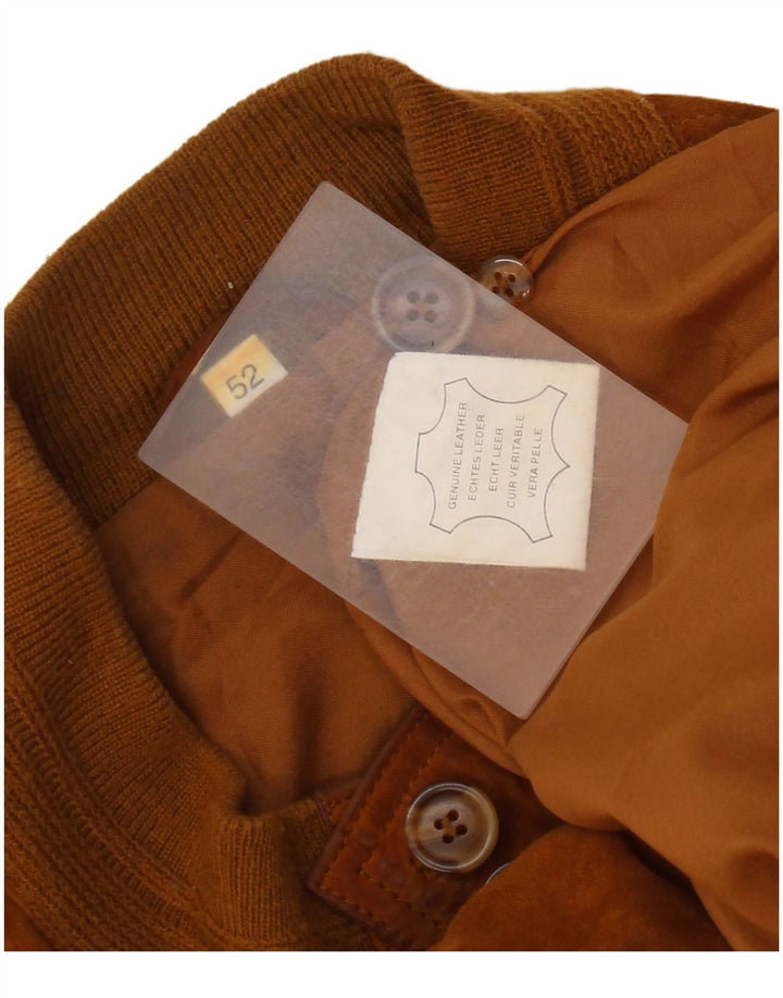 Vintage Ανδρικό Suede Bomber Jacket IT 52 XL Καφέ Δερμάτινο