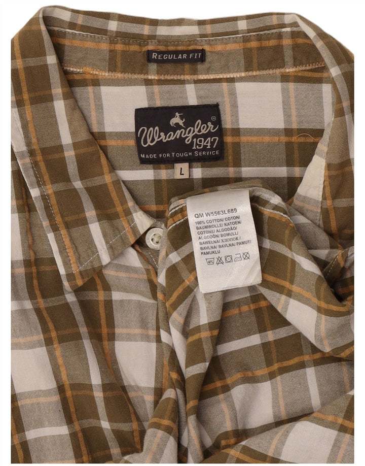 Ανδρικό κοντομάνικο πουκάμισο Wrangler με κανονική εφαρμογή, μεγάλο καφέ βαμβακερό