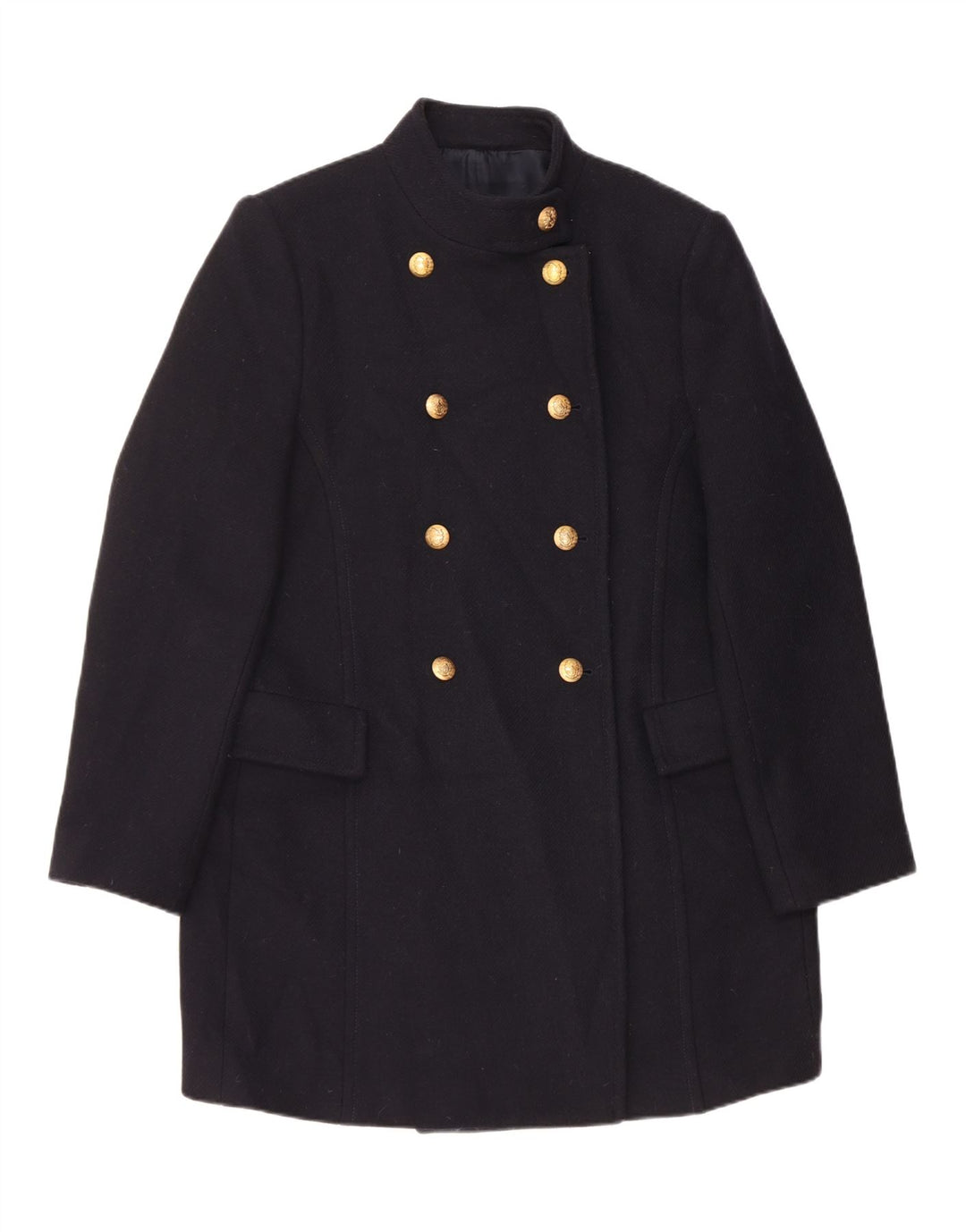 Zara Γυναικείο Παλτό UK 18 XL Navy Blue Wool