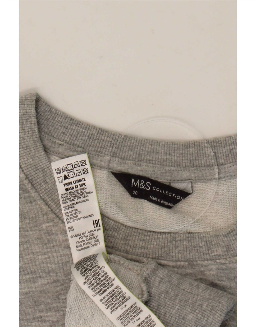 Marks & Spencer Γυναικεία Φούτερ Jumper UK 20 2XL Γκρι βαμβακερό