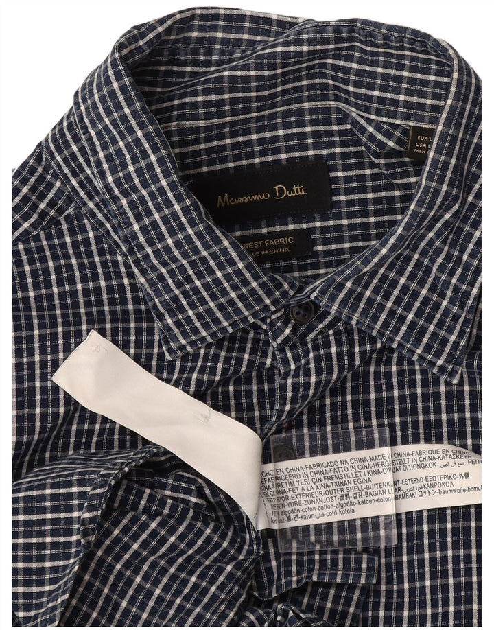 Ανδρικό πουκάμισο Massimo Dutti, Μεγάλο μπλε ναυτικό, βαμβακερό