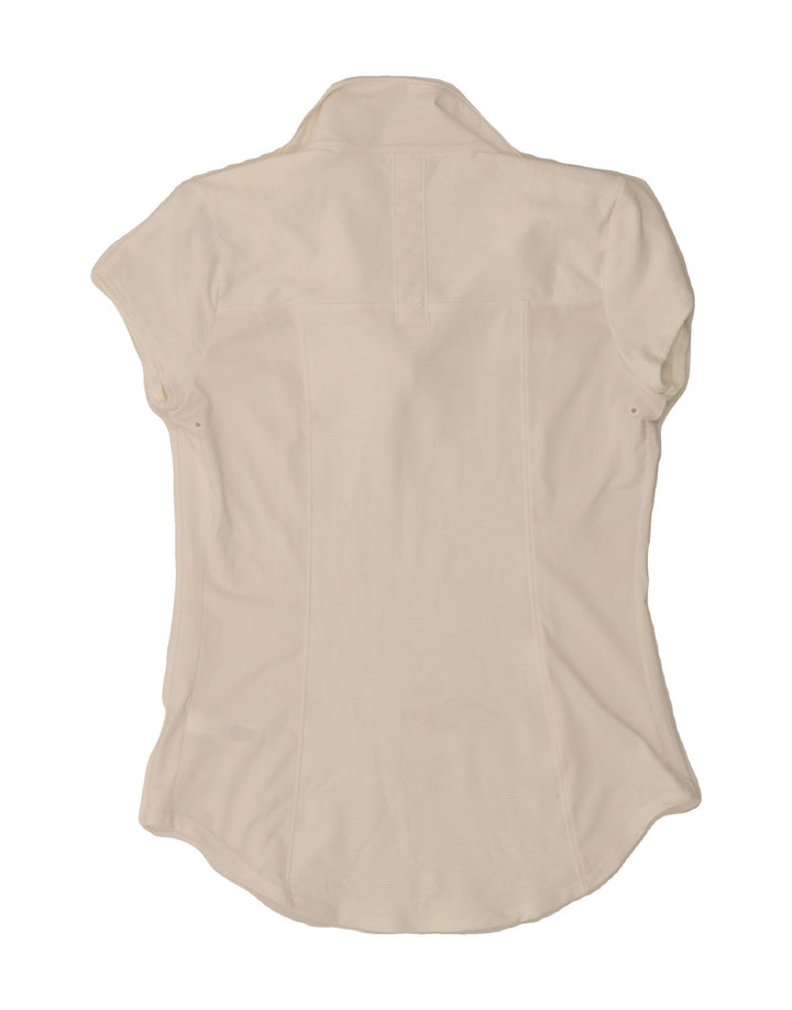 ATHLETA Womens Polo Shirt UK 2 2XS Off White Polyester Vintage Athleta and Second-Hand Athleta from Messina Hembry 