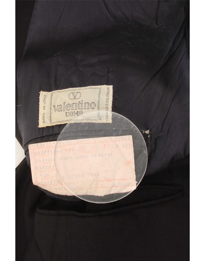 Valentino Ανδρικό Σακάκι Blazer με διπλό στήθος IT 50 μεγάλο μαύρο παρθένο μαλλί