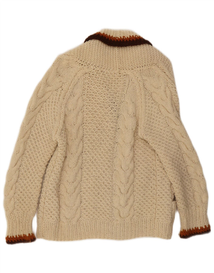 Vintage γυναικεία ζακέτα πουλόβερ UK 14 Medium Off White Colourblock
