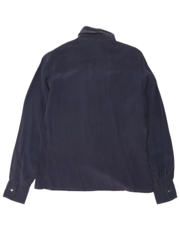 Vintage Γυναικείο Πουκάμισο Μπλούζα IT 48 XL Navy Blue Silk