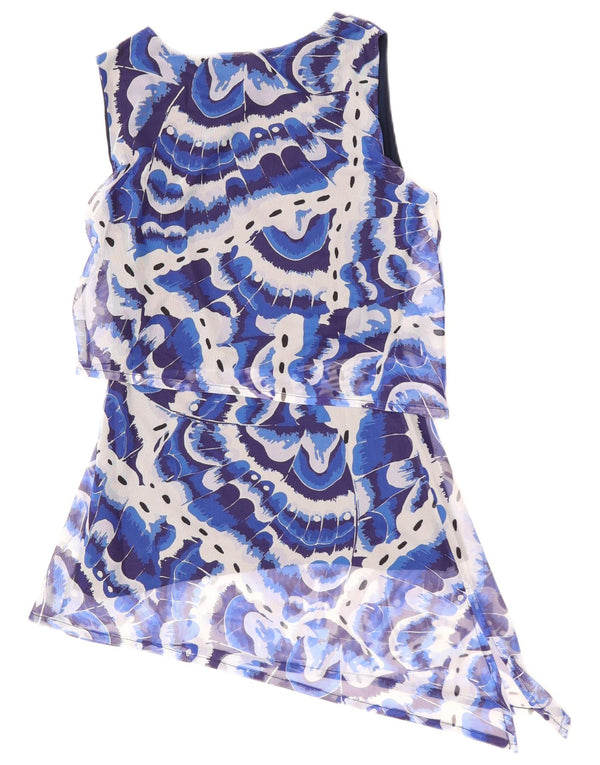 DESIGUAL Womens Abstract Pattern Asymmetrical Dress UK 10 Small Blue