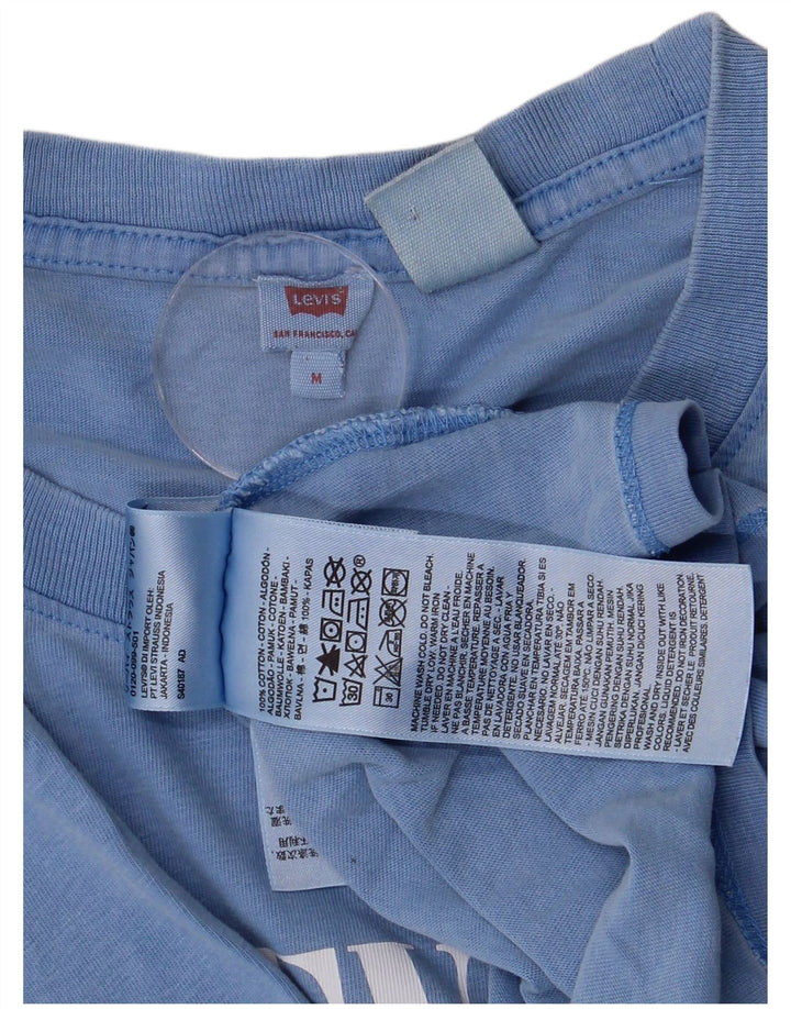 Γυναικείο γραφικό μπλουζάκι Levi's Crop Top UK 14 μεσαίο μπλε βαμβακερό