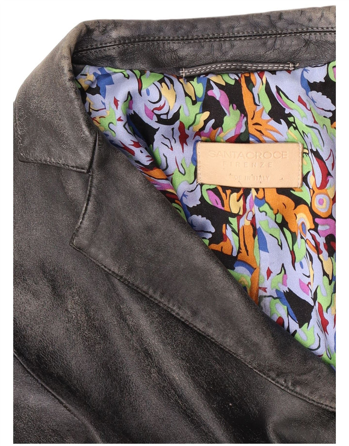 Santacroce Γυναικείο Δερμάτινο Μπουφάν UK 10 Small Black με 2 κουμπιά