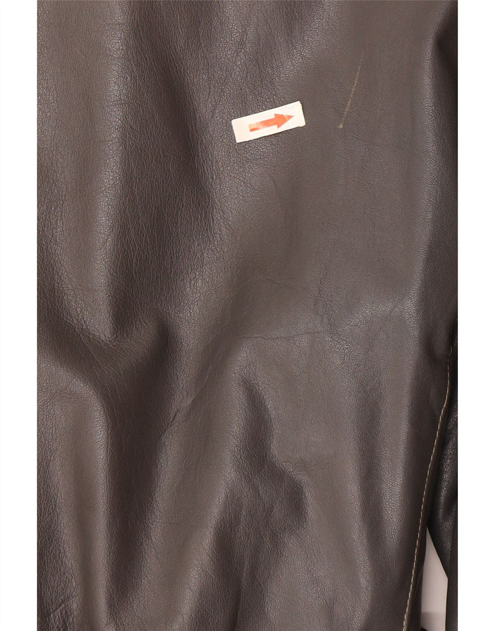 Vintage Γυναικείο Δερμάτινο Μπουφάν UK 16 Large Grey