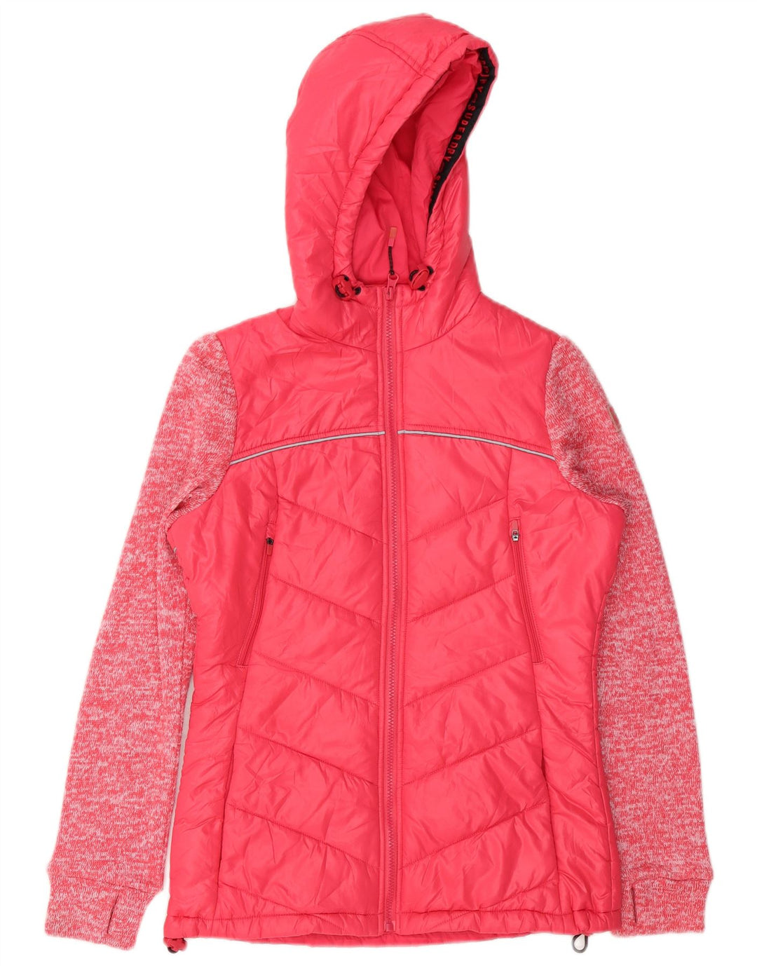 Superdry γυναικείο μπουφάν με κουκούλα UK 8 Small Pink Flecked Polyester