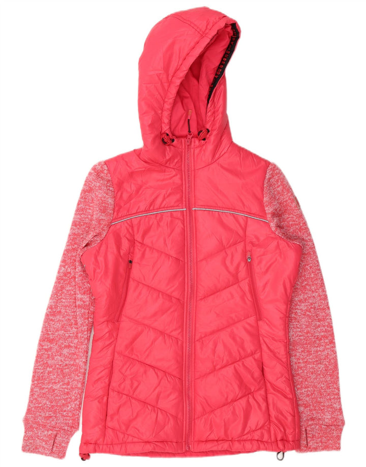 Superdry γυναικείο μπουφάν με κουκούλα UK 8 Small Pink Flecked Polyester