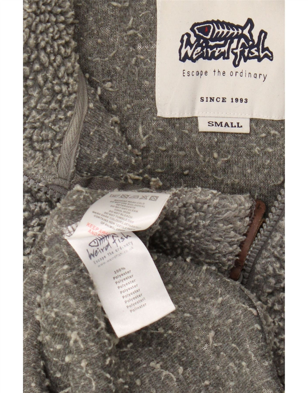 Weird Fish Mens Zip Fleece Jumper Μικρός Γκρι Πολυεστέρας