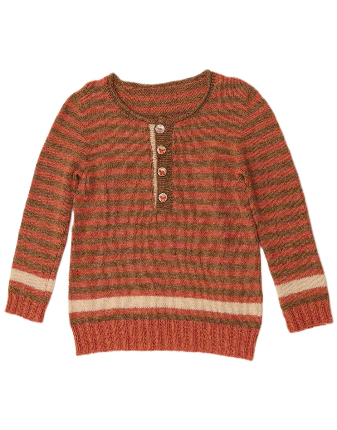 Vintage γυναικείο πουλόβερ με λαιμό και λαιμό UK 10 Small Red ριγέ