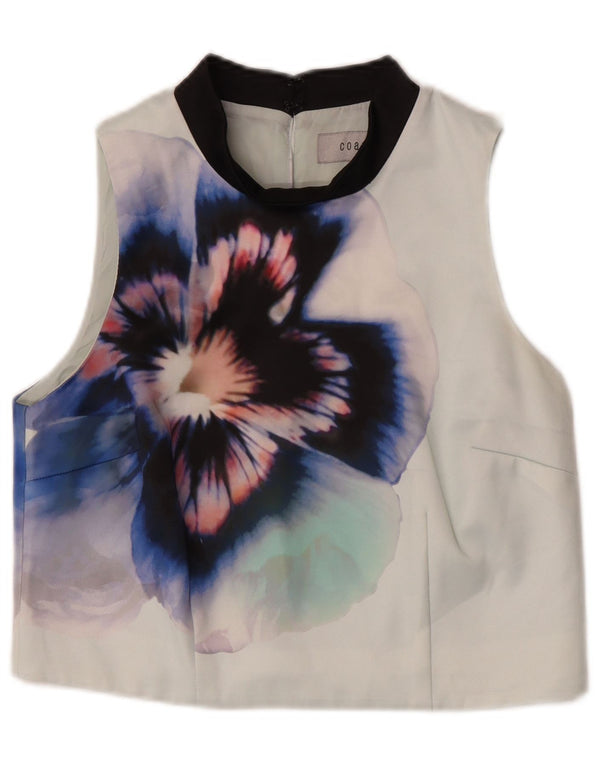 Coast Womens Crop Αμάνικη Μπλούζα Τοπ UK 12 Medium Green Floral Polyester