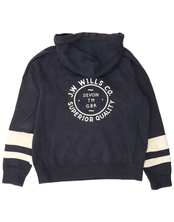 Jack Wills Γυναικείο γραφικό κουκούλα UK 12 Medium Navy Blue Colourblock