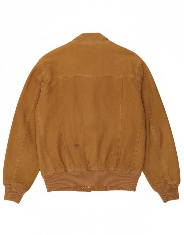 Maren Ανδρικό Suede Bomber Jacket UK 40 Large Beige Suede