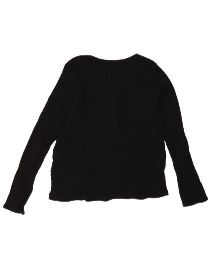 Zara Γυναικείο Crop Top Μακρυμάνικο UK 12 Medium Black
