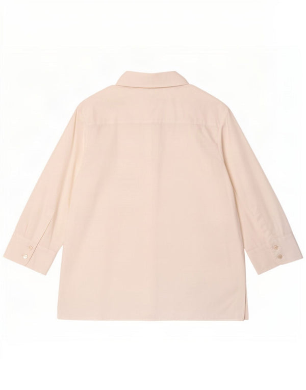 Zara Γυναικείο πουκάμισο 3/4 με μανίκια UK 10 Small White Cotton