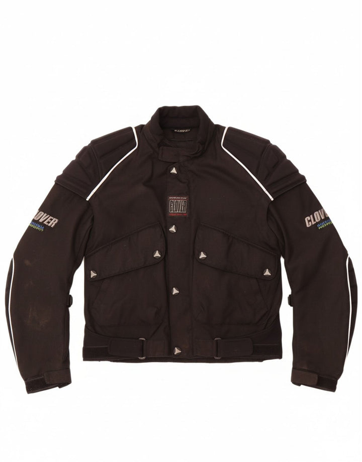 CLOVER Mens Graphic Racer Jacket UK 36 Small Black