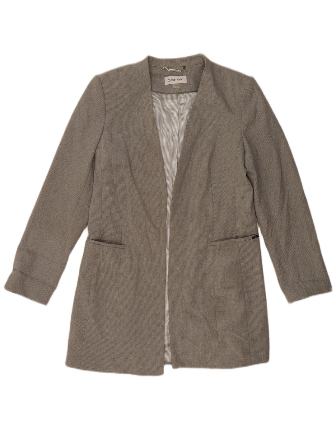 CALVIN KLEIN Γυναικείο Longline Open Blazer Jacket US 12 Large Grey Polyester