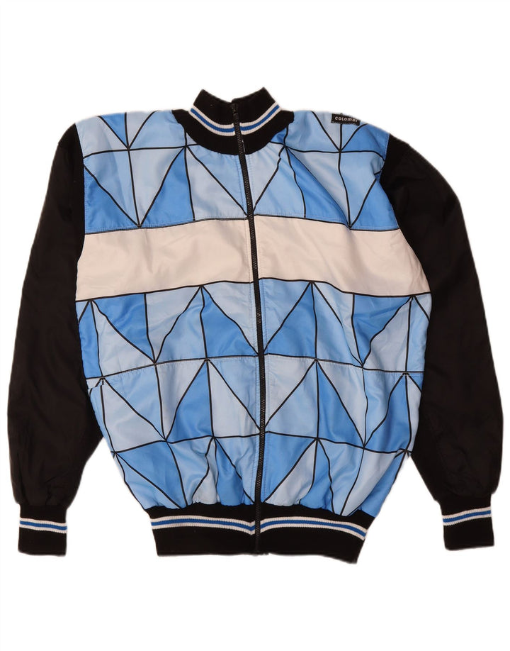 VINTAGE Mens Tracksuit Top Jacket Medium Blue Geometric