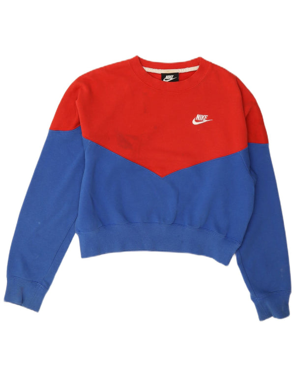 Γυναικείο φούτερ Nike Crop Jumper UK 10 Small Red Colourblock Βαμβακερό