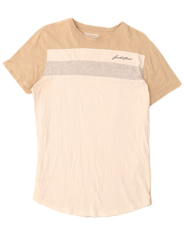 Ανδρικό T-Shirt JACK & JONES Τοπ μεσαίου λευκού χρώματος βαμβακερό