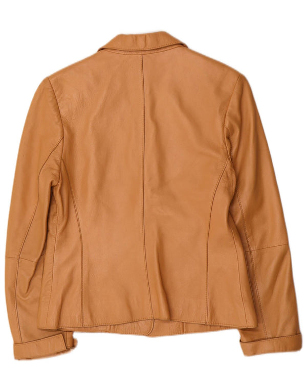 Jake's γυναικείο δερμάτινο σακάκι με 2 κουμπιά UK 10 Small Beige Leather