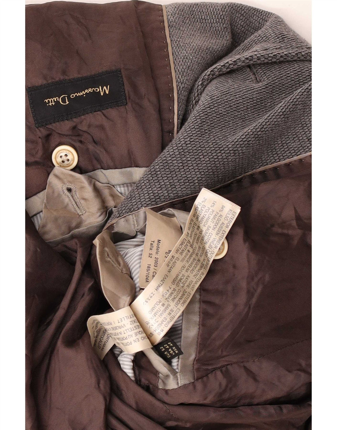 Massimo Dutti Ανδρικό σακάκι μπλέιζερ με 2 κουμπιά EU 52 μεγάλο γκρι βαμβακερό