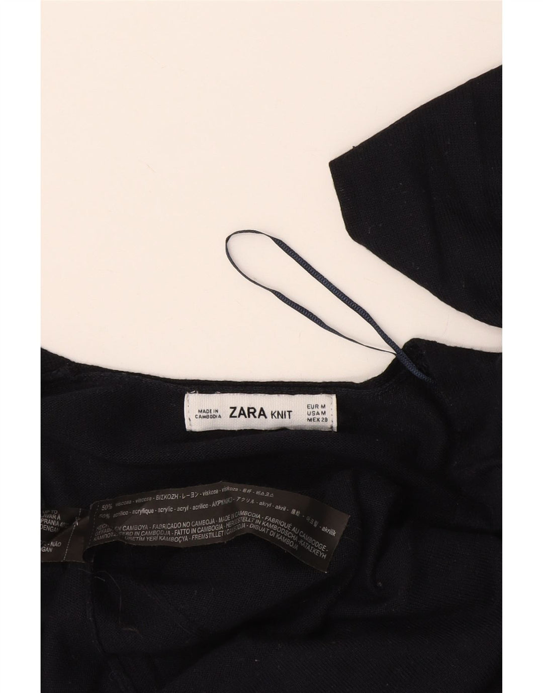Zara Γυναικείο τοπ μακρυμάνικο UK 14 Medium Navy Blue Viscose
