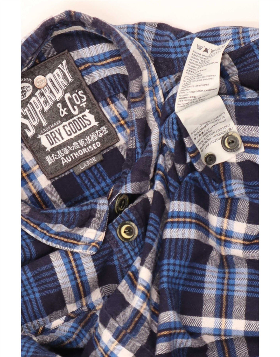 Ανδρικό φανελένιο πουκάμισο Superdry μεγάλο μπλε ναυτικό, βαμβακερό