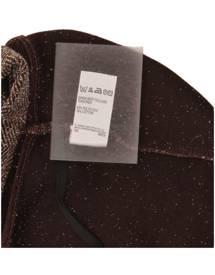 Marks & Spencer Γυναικεία Midi Φούστα UK 18 XL W36 Καφέ Πολυεστέρας ψαροκόκαλο