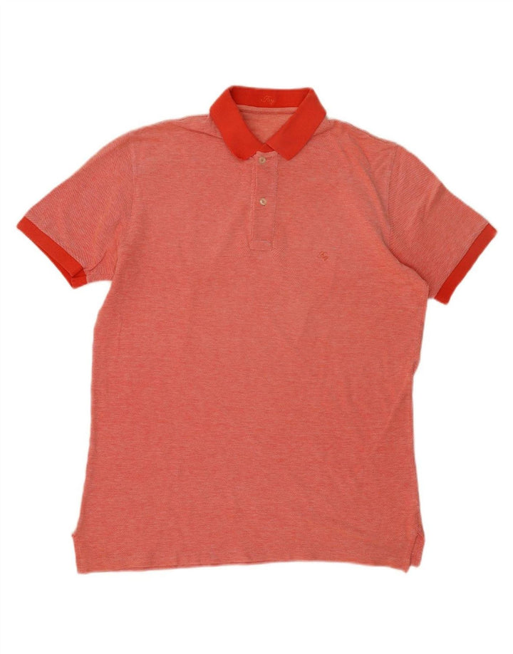 FAY Mens Polo Shirt Large Orange Vintage Fay and Second-Hand Fay from Messina Hembry 