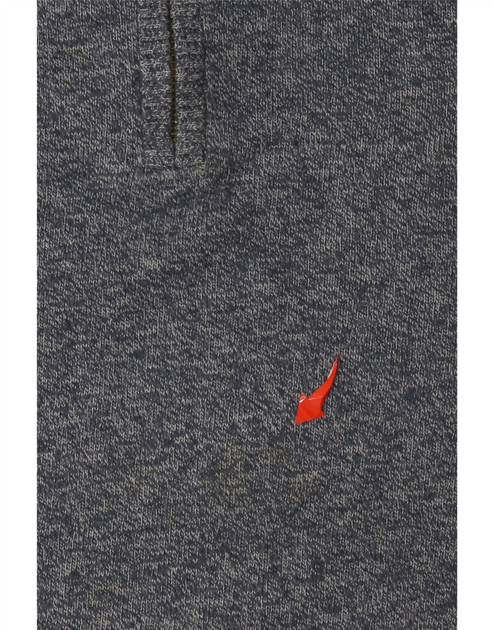 Ανδρικό πουλόβερ με λαιμόκοψη με φερμουάρ προσώπου με μεσαίο μπλε βαμβακερό κλασικό