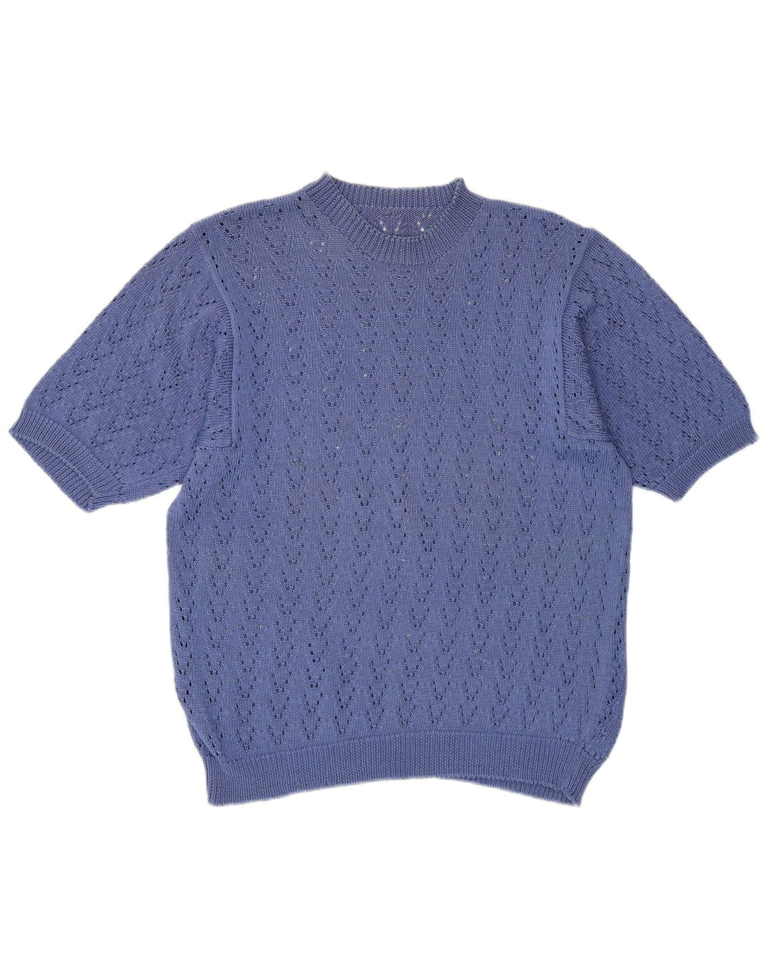 Vintage γυναικείο πουλόβερ See Through Crew Neck Jumper UK 14 Medium Blue
