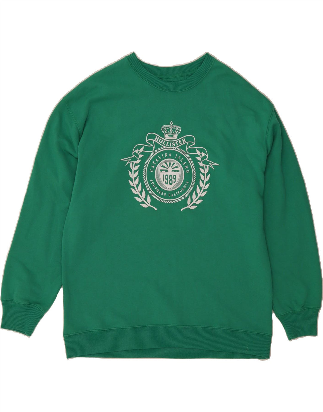 HOLLISTER Mens Graphic Sweatshirt Jumper Medium Green Cotton Vintage Hollister and Second-Hand Hollister from Messina Hembry 