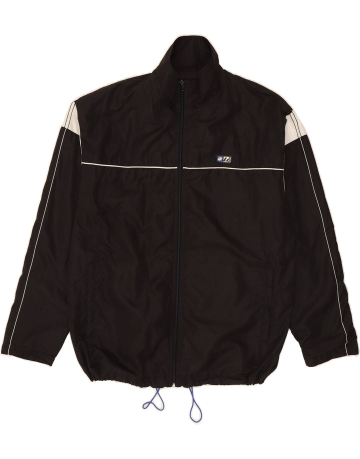 LOTTO Mens Tracksuit Top Jacket XL Black Colourblock Polyester Vintage Lotto and Second-Hand Lotto from Messina Hembry 