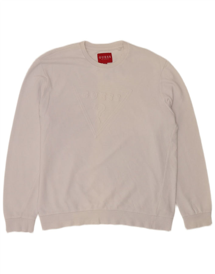 Ανδρικό γραφικό φούτερ Guess Jumper XL από λευκό βαμβακερό