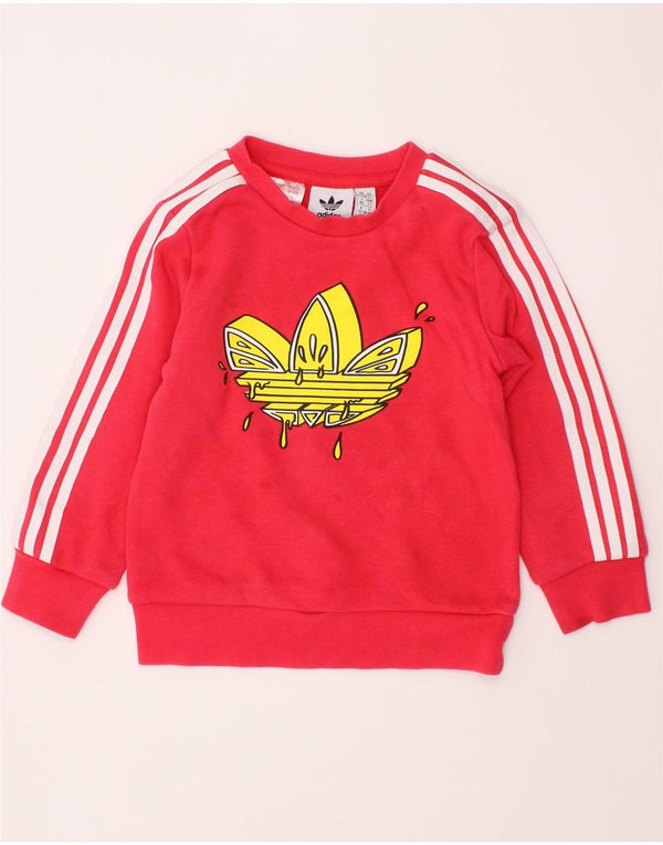 ADIDAS Baby Girls Graphic Φούτερ 18-24 μηνών Ροζ βαμβακερό