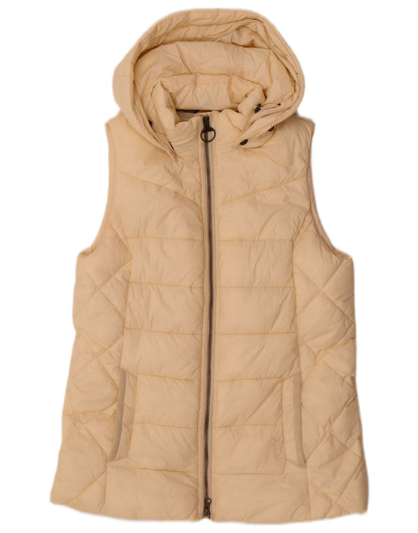 Barbour Womens Hooded Gilet Gilet UK 10 Small Yellow Polyamide