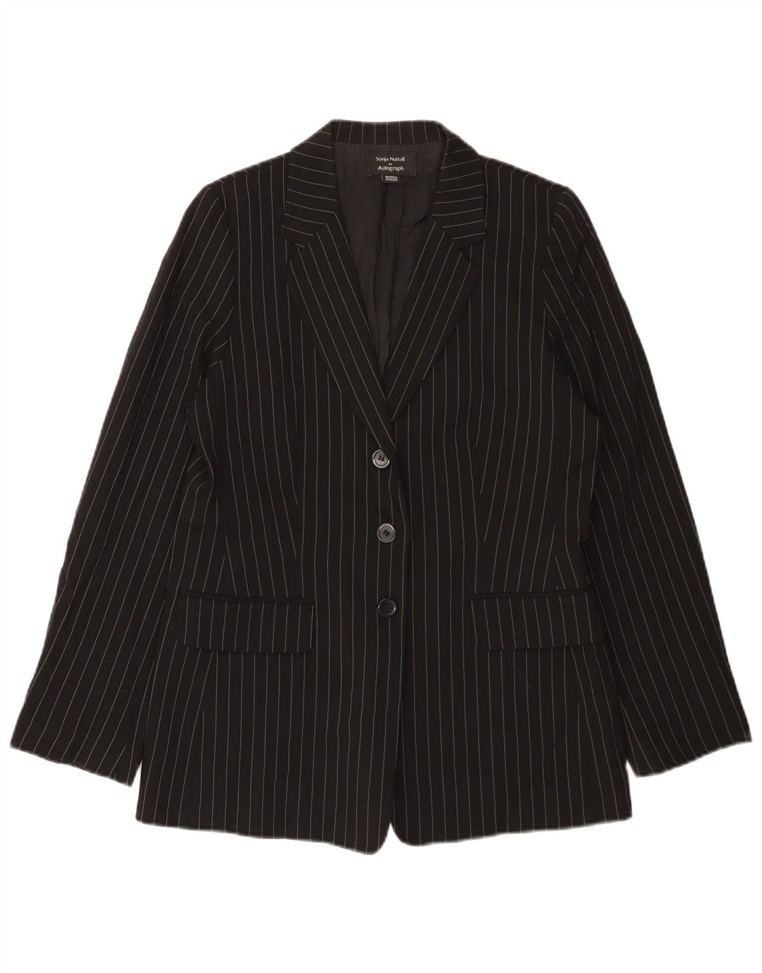 Marks & Spencer Γυναικείο Μπουφάν Blazer Autograph UK 12 Medium Black Pinstripe
